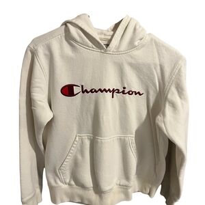 Champion Off-White Hoodie & Matching Joggers with Red Logo